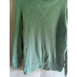Aerie Sage Green Oversized Crewneck Sweater XS Soft Knit Ribbed Pullover